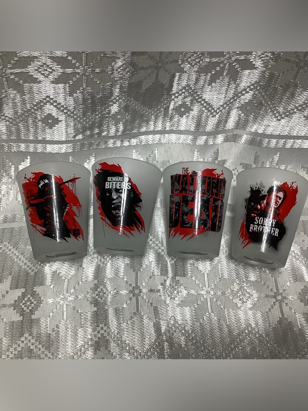 2013 AMC The Walking Dead Frosted Shot Glass Set of 4 Just Funky